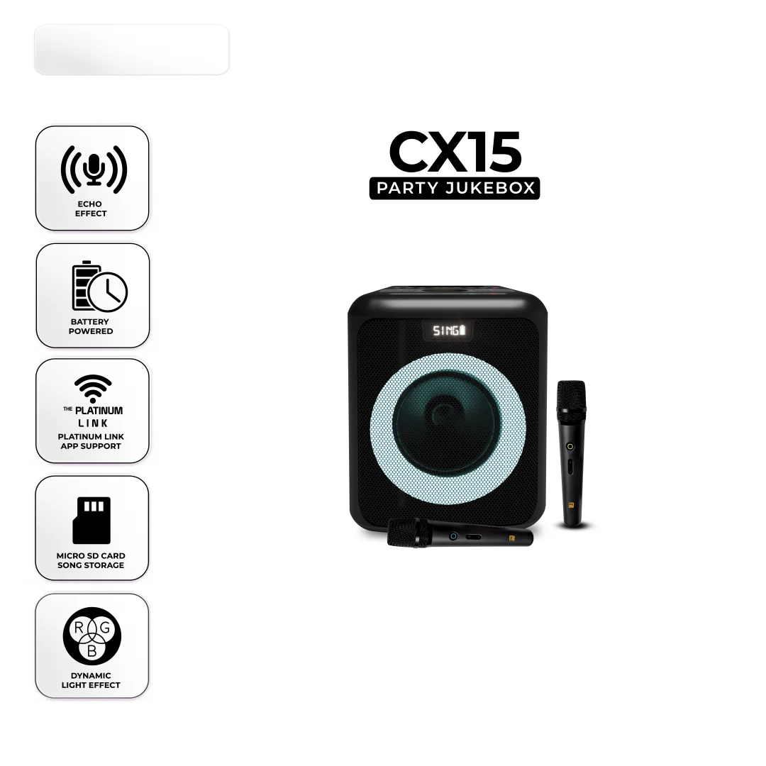 CX15 Karaoke Speaker with UHF Wireless Microphones 6.5" Woofer class - Image 3