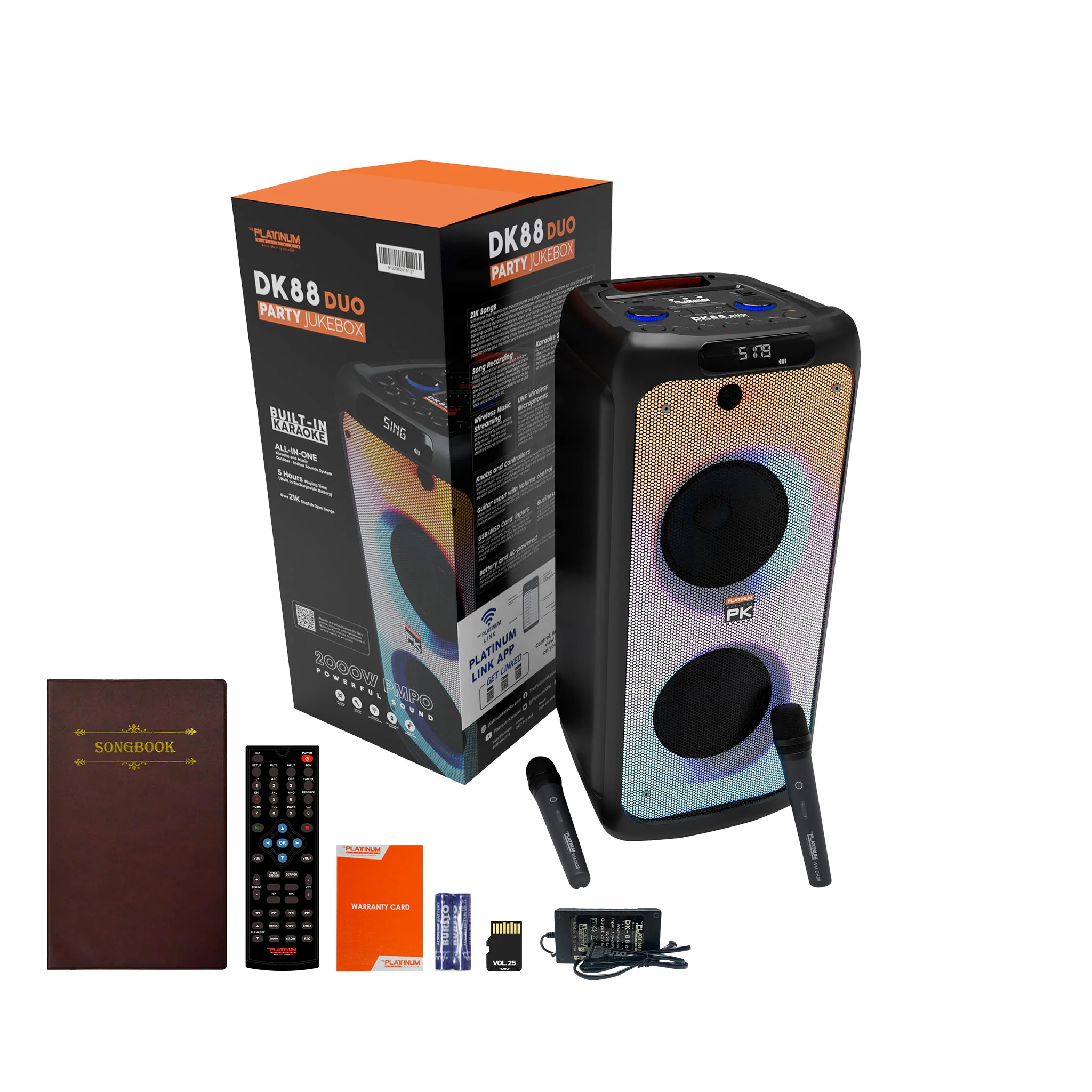 DK88 Duo Karaoke Speaker with UHF Wireless Microphones and 8” Woofer Class - Image 3