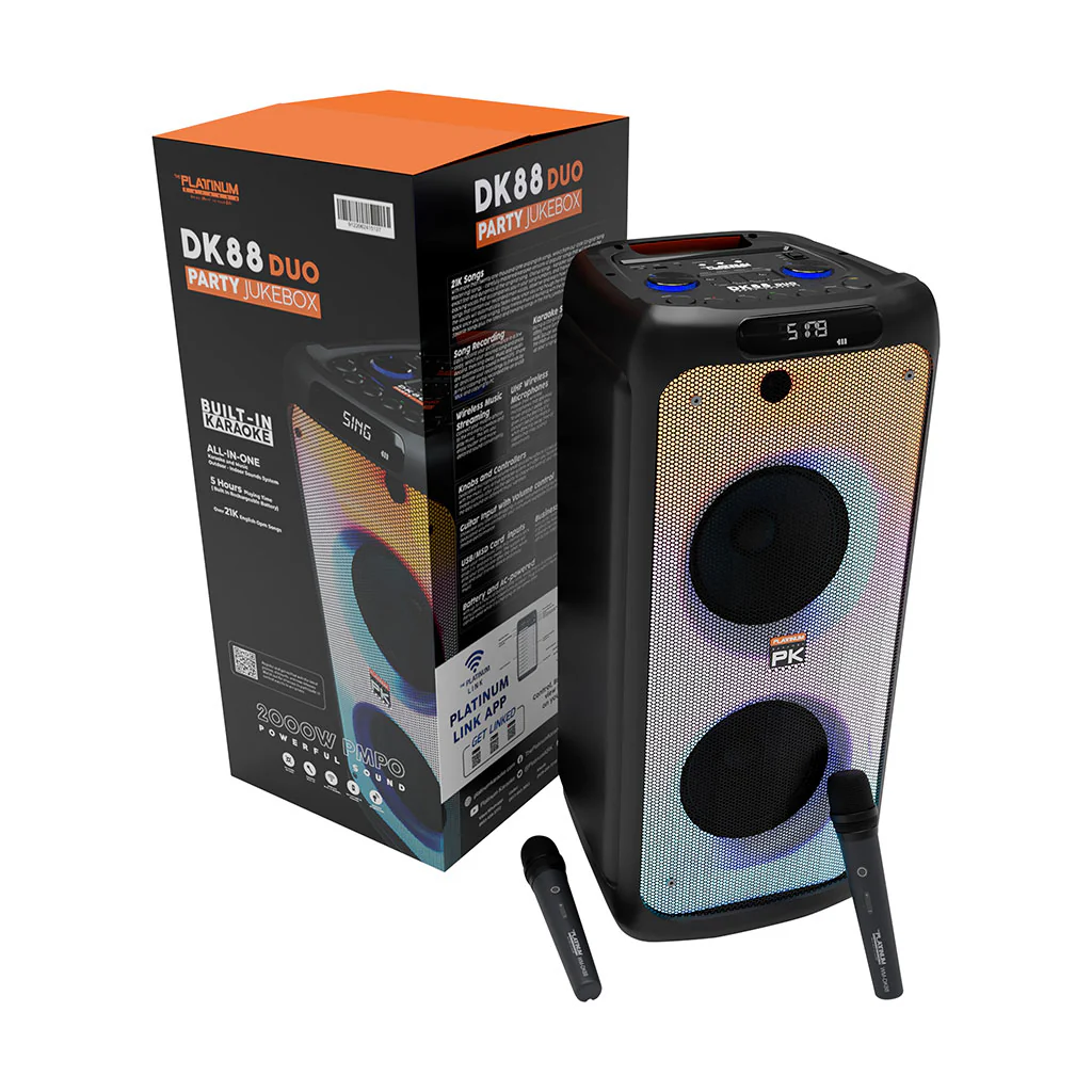 DK88 Duo Karaoke Speaker with UHF Wireless Microphones and 8” Woofer Class - Image 4
