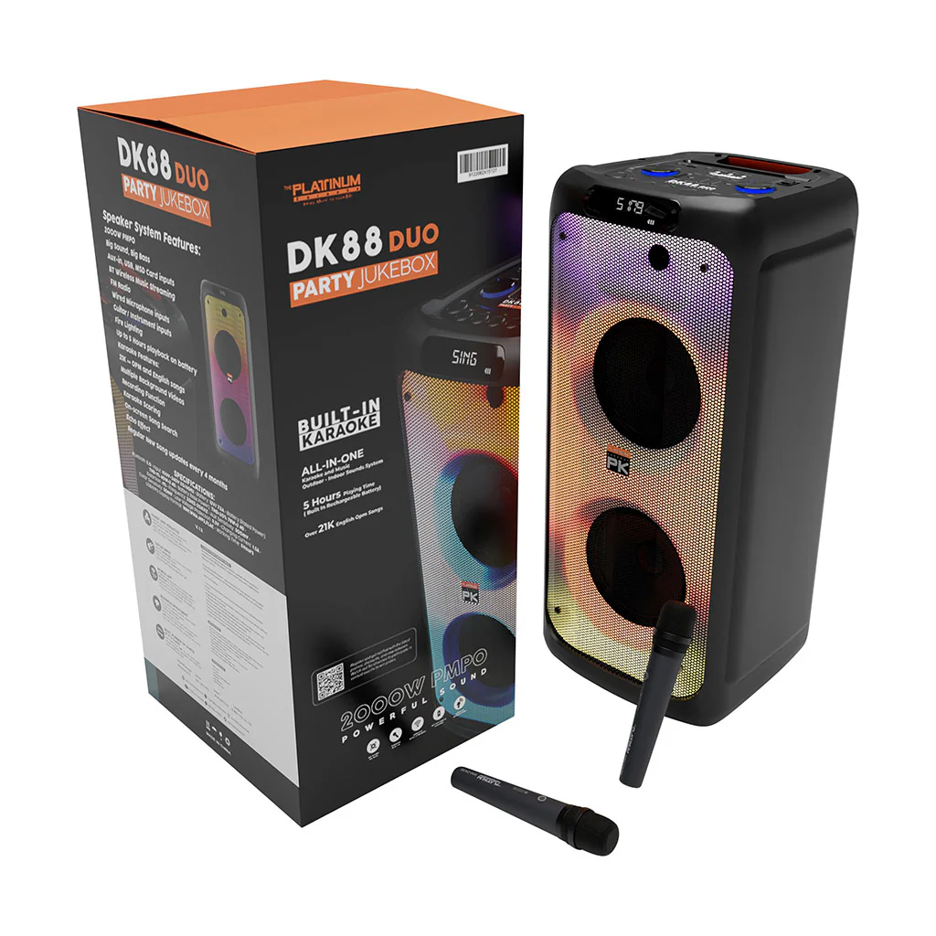 DK88 Duo Karaoke Speaker with UHF Wireless Microphones and 8” Woofer Class - Image 5